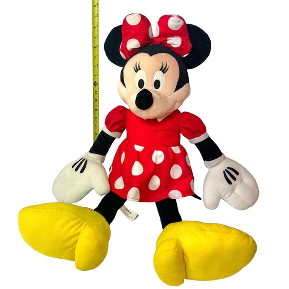 Disney Minnie Mouse Plush Jumbo 29" Doll Red Polka Dot Dress Bow Yellow Shoes - Picture 6 of 6